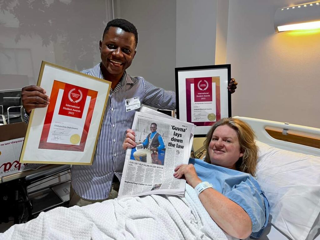 Dr. Ezeama Chidi Elvis with his adopted Australian based Mother.