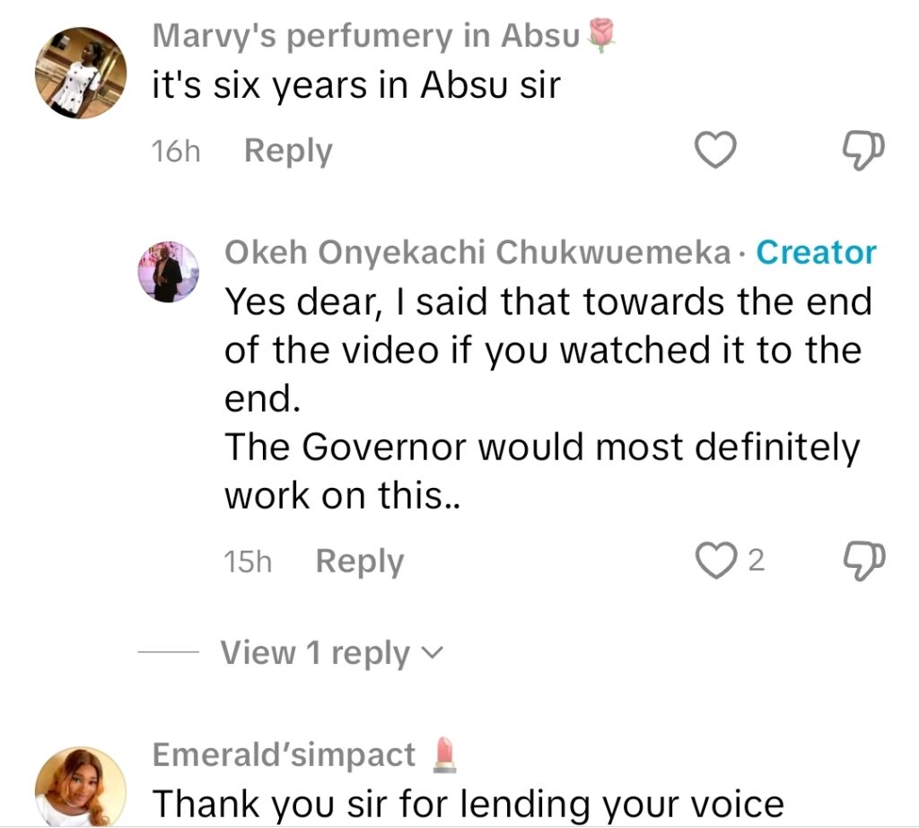 Some of replies to the advocacy content shared on tiktok.